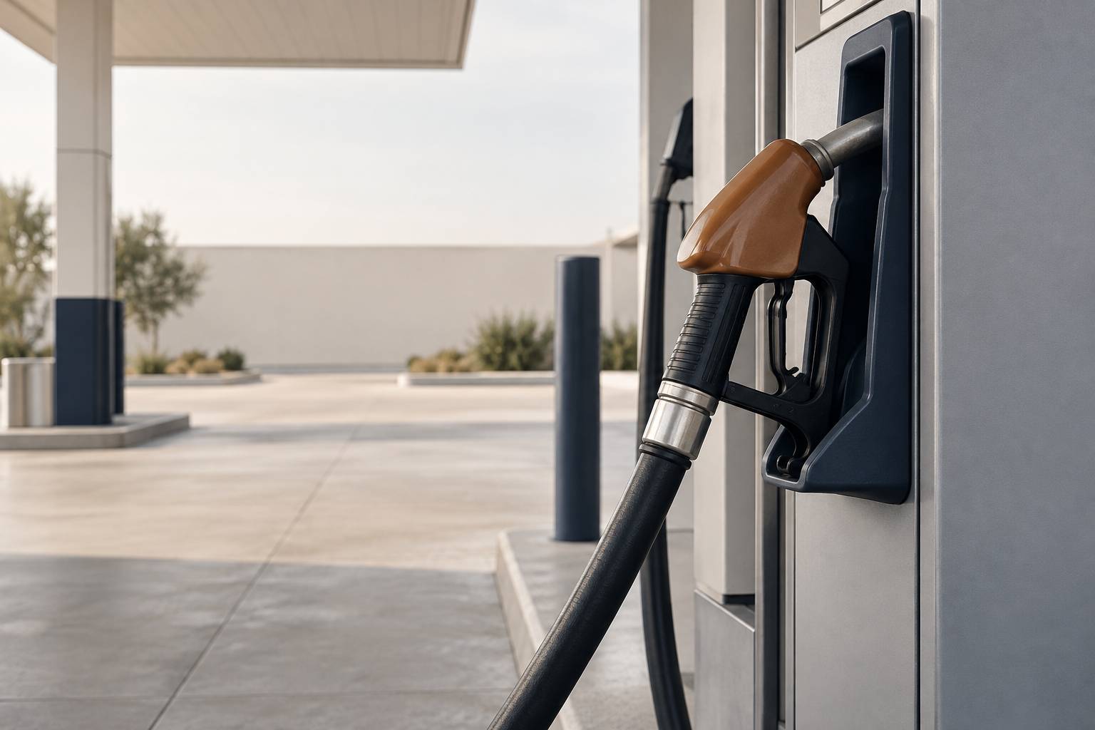Pistolet de carburant sur un support de pompe generique sans afficheur lisible